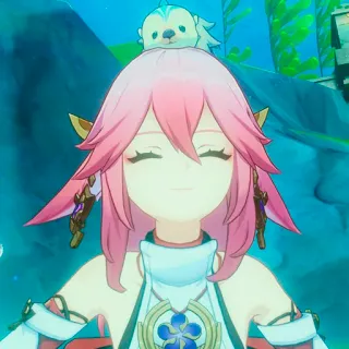 ☺️ 2cdb224b Yae Miko Genshin Impact personaje anime, personaje videojuego, pelo rosa, zorro, lindo, Genshin Impact, Yae Miko telegram sticker