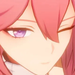 😉 36779aeb anime, chica, mujer, pelo rosa, personaje, retrato telegram sticker