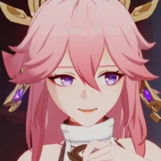 😒 56a765c1 Yae Miko Genshin Impact Anime, Videojuego, Pelo rosa, Yae Miko, Genshin Impact telegram sticker