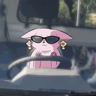 😎 7f762e8f gato, gafas de sol, conduciendo, animal, dibujo animado telegram sticker