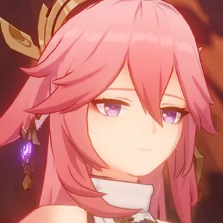 😑 e884037f Yae Miko Genshin Impact Anime, Videojuego, Personaje, Yae Miko, Genshin Impact, Chica, Pelo rosa telegram sticker