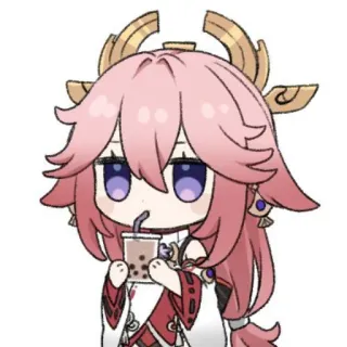 🌸 ecca4f4f Yae Miko Genshin Impact Аниме, Genshin Impact, Яэ Мико, Боба, Милый telegram sticker