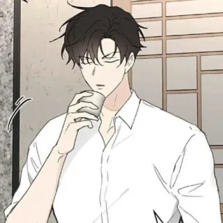 🐈‍⬛ 5abda2e4 Mann, Anime, Manga, Getränk, Trinken, Weißes Hemd, Kunst, Cartoon whatsapp sticker