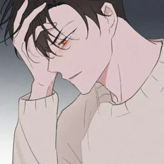 🐈‍⬛ 6fe40117 mann, anime, traurig, weißer Pullover, porträt whatsapp sticker