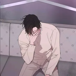 🐈‍⬛ 74ca0c7d traurig, mann, deprimiert, verärgert, sitzend, couch whatsapp sticker