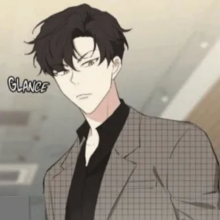 🎗 12479d00 GLANCE 남자, 정장, 시선, 캐릭터 telegram sticker