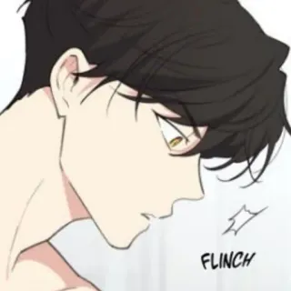🎗 d2b28363 FLINCH 남자, 애니메이션, 움찔, 충격, 표정 telegram sticker