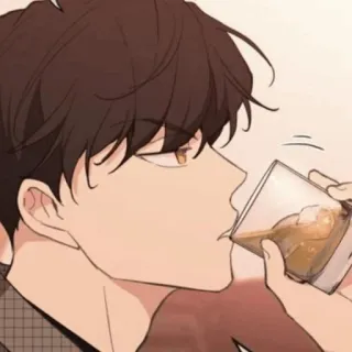 🎗 fbde47ee 남자, 음주, 술, 애니메이션, 프로필, 갈색 머리, 유리 telegram sticker