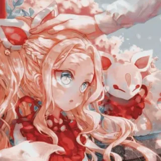 💗 9739ff4a Anime, Schattig, Cartoon, Meisje, Vossenmasker, Illustratie, Kunst telegram sticker