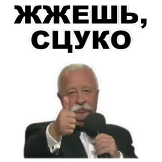 👍 b5826ffd ЖЖЕШЬ, СЦУКО meme, russian, man, thumbs up, slang, offensive whatsapp sticker
