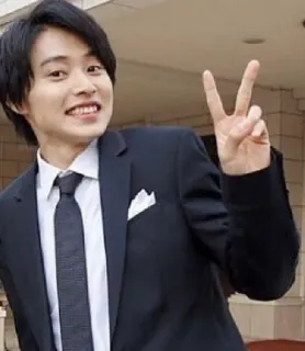 ✌️ 7da76170 男性, スーツ, ネクタイ, 平和, ジェスチャー, 笑顔, ポートレート telegram sticker