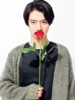 💐 c2f8d377 バラ, 花, 男性, セーター, 赤 telegram sticker