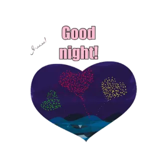 😴 b1e926dd Good night! ราตรีสวัสดิ์, ดอกไม้ไฟ, หัวใจ, ทักทาย, กลางคืน telegram sticker