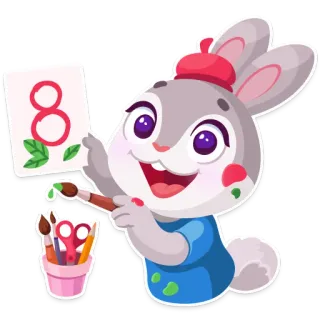 🎨 5623eb7f lapin, lapin, art, artiste, peinture, chiffre 8, carte de voeux telegram sticker