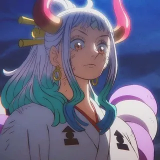 ☹️ 3d7feff2 Yamato One Piece Anime, One Piece, Yamato, Charakter, weiblich, Hörner, Manga telegram sticker