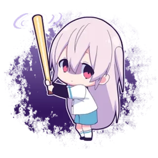 🗡 400d07d6 Chibi, Anime, Baseball, Tongkat pemukul, Kartun whatsapp sticker
