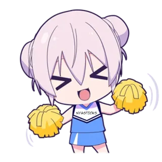 😯 70d4d0b3 NYASTICKS Anime, Pemandu sorak, Lucu, Pom-pom, Gadis whatsapp sticker