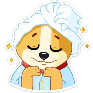 ☺️ 7c8586b4 cane, bagno, spa, cartone animato, carino, animale, relax telegram sticker