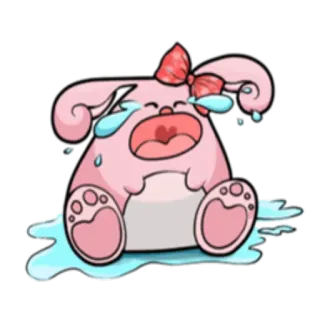 😭 366138f4 卡通, 粉色, 哭泣, 眼泪, 悲伤, 情绪化, 可爱, 贴纸 telegram sticker