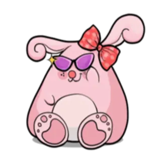 😎 70206878 兔子, 卡通, 可爱, 粉色, 眼镜, 蝴蝶结 telegram sticker