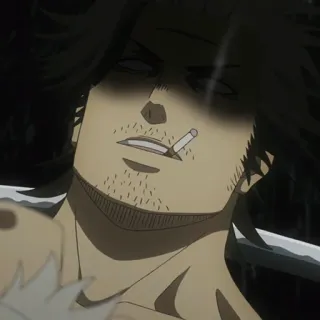 ☘️ 2c07ef5b Yami Sukehiro Black Clover anime, manga, black clover, yami sukehiro, cigarette, wizard, magic, mage telegram sticker