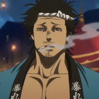 ☘️ 96de8830 Yami Sukehiro Black Clover 暴れ anime, black clover, yami sukehiro, cigarette, manga telegram sticker