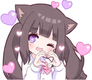 ❤️ 7184be36 アニメ, かわいい, 猫耳, ハート, 可愛い, 愛 telegram sticker