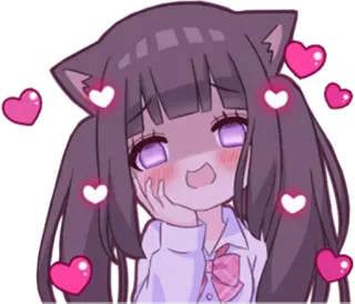 😍 80e4904d アニメ, 漫画, 可愛い, 女の子, かわいい, ハート, 猫耳 telegram sticker