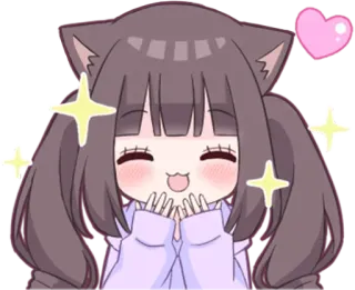 🤩 d2def96a アニメ, かわいい, 可愛い, 女の子, ハート, キラキラ, 猫耳 telegram sticker