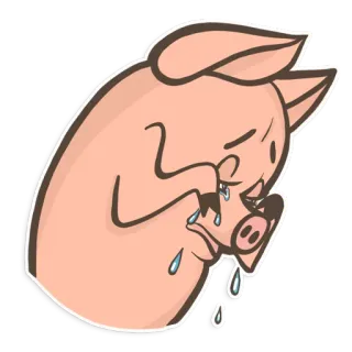 😢 cd1595f1 돼지, 울음, 슬픈, 이모티콘, 만화, 동물, 눈물 telegram sticker