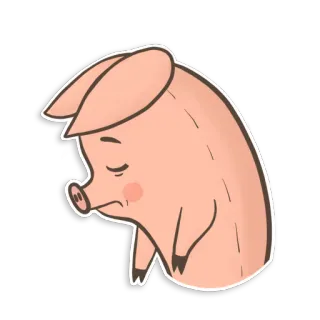 😔 cf350b10 돼지, 슬픈, 동물, 스티커, 귀여운 telegram sticker