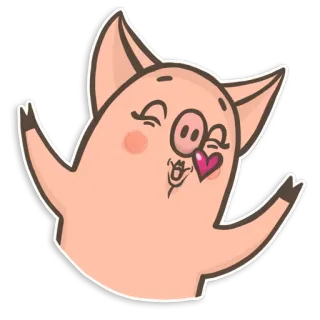 😘 ef75156f 돼지, 만화, 귀여운, 동물, 하트, 사랑 telegram sticker