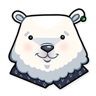 😊 7115d9f1 熊, 动物, 贴纸, 北极熊, 卡通, 可爱, 白色, 脸 telegram sticker