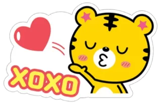 😘 3c253fc8 XOXO 老虎, 可爱, 心, 爱, xoxo, 亲亲, 动物 telegram sticker