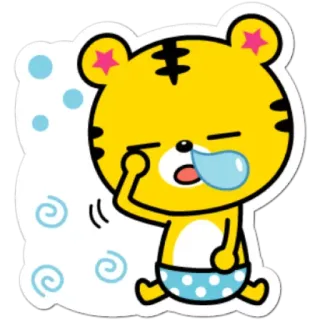 😢 de80da20 老虎, 卡通, 哭泣, 悲伤, 宝宝 telegram sticker