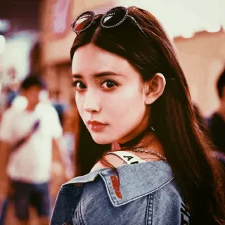 🍓 8d69f368 AI wanita, gadis, asia, jaket denim, potret, cantik, mode telegram sticker