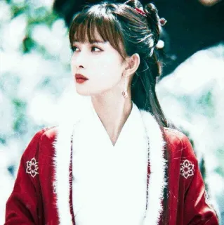 🍓 95ea6065 wanita, merah, potret, asia, kecantikan, mode telegram sticker