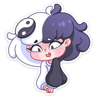 😅 30fab5fc Cartoon, Anime, Mädchen, Yin Yang, Süß, Aufkleber whatsapp sticker