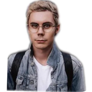 👖 044096ff Mann, Porträt, Lässig, Brille, Jeansjacke telegram sticker