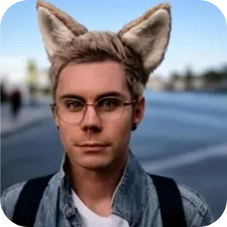 😎 83acccdf Mann, Ohren, Brille, Fell, Person, Jeansjacke telegram sticker