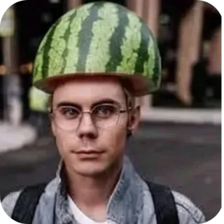 🎩 86cea393 Person, Wassermelone, Hut, Brille, Casual, Porträt, Straße telegram sticker