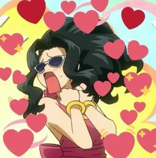 🖤 81e57733 Anime, Hati, Cinta, Karakter, Kacamata hitam, Kegembiraan telegram sticker