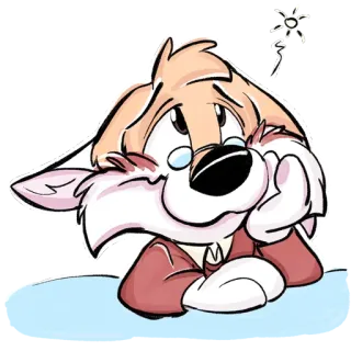 🦊 55dd1660 Kreskówka, Smutny, Zmartwiony, Zwierzę, Lis, Uroczy telegram sticker