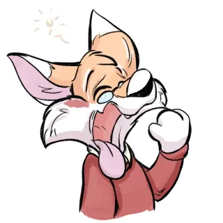 😴 73389373 lis, śmiech, kreskówka, zwierzę, słodki, szczęśliwy, wyraz telegram sticker
