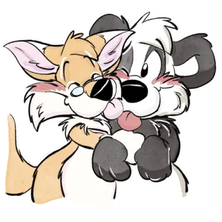 🐼 b81f1825 Kreskówka, Zwierzę, Przytulanie, Przyjaźń, Słodkie, Ilustracja telegram sticker