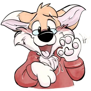 👋 f2bbb077 kreskówka, zwierzę, lis, postać, ilustracja, powitanie telegram sticker