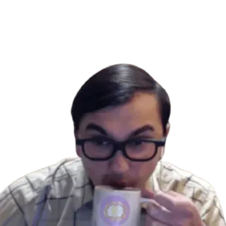 🤓 bbed61b4 người đàn ông, kính, cà phê, uống, chân dung, cốc telegram sticker