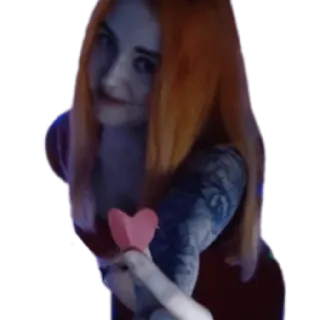 ♥️ da030f83 phụ nữ, trái tim, tóc đỏ, hình xăm, tình yêu, mỉm cười telegram sticker