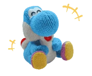 😂 090f40fd Yoshi Йоши, Марио, Нинтендо, Плюшевый, Игрушка, Синий, Милый, Вязаный telegram sticker