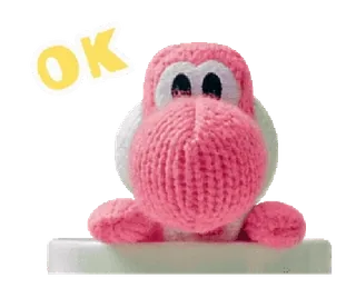 👍 b3ac5c3f Yoshi OK Йоши, Nintendo, ОК, Вязаный, милый, розовый, Видеоигра, Игрушка telegram sticker